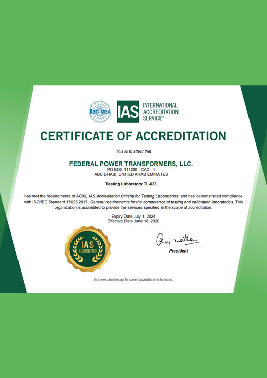 EIAC Laboratory Accreditation Certificate TL-623